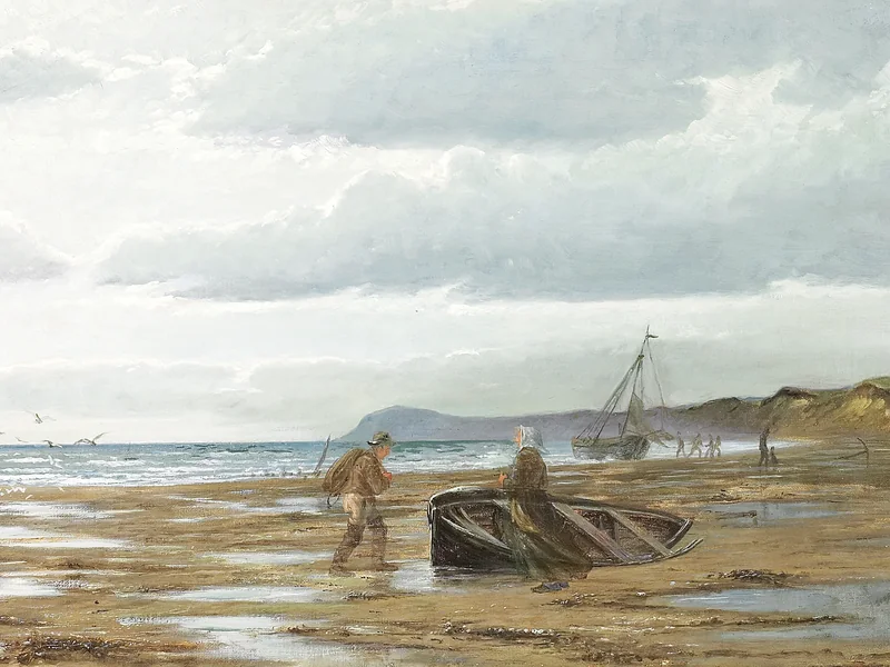 1849-Hans Christian Koefoed - A Veduta di the beach at Agger